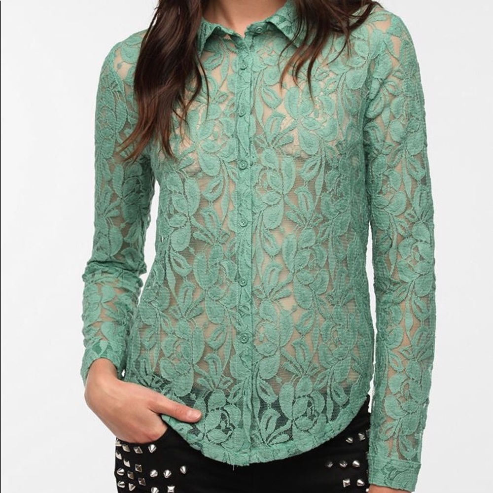 *DONATING SOON* Kimchi Blue Lace Button-down Top